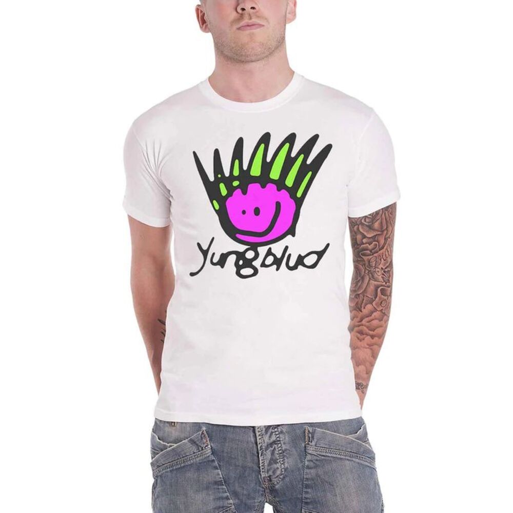 Yungblud Unisex Adult Face Cotton Back Print T-Shirt / White